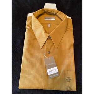 NWT Van Heusen Fitted Wrinkle Free Satin Stripe Dress Shirt 17 1/2  34/35